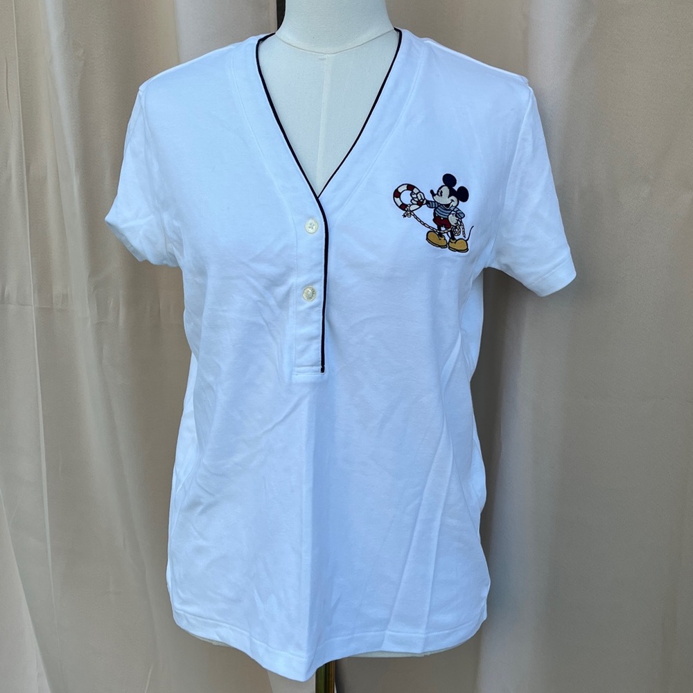 Mickey Mouse White V-Neck T-Shirt